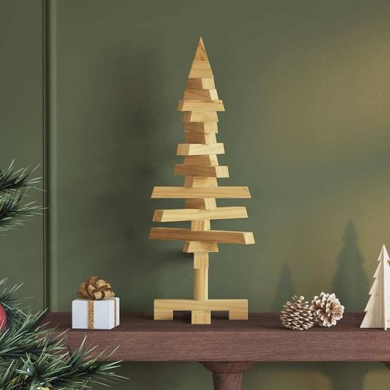 Sapin de Noël en bois de pin massif à décorer branches ajustables Marron 60 cm – ComfortXL Outdoor Living - Image 1