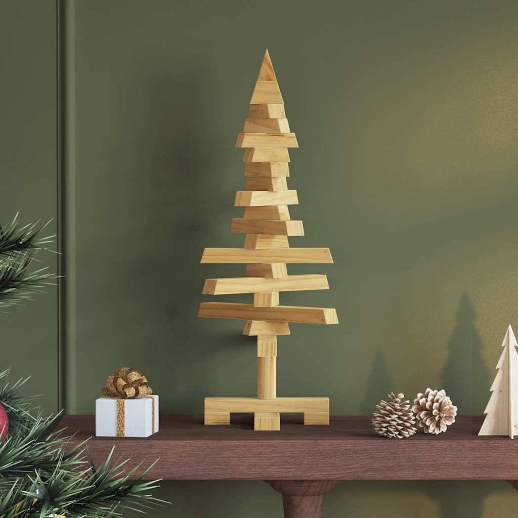 Sapin de Noël en bois de pin massif à décorer branches ajustables Marron 60 cm – ComfortXL Outdoor Living - Image 1