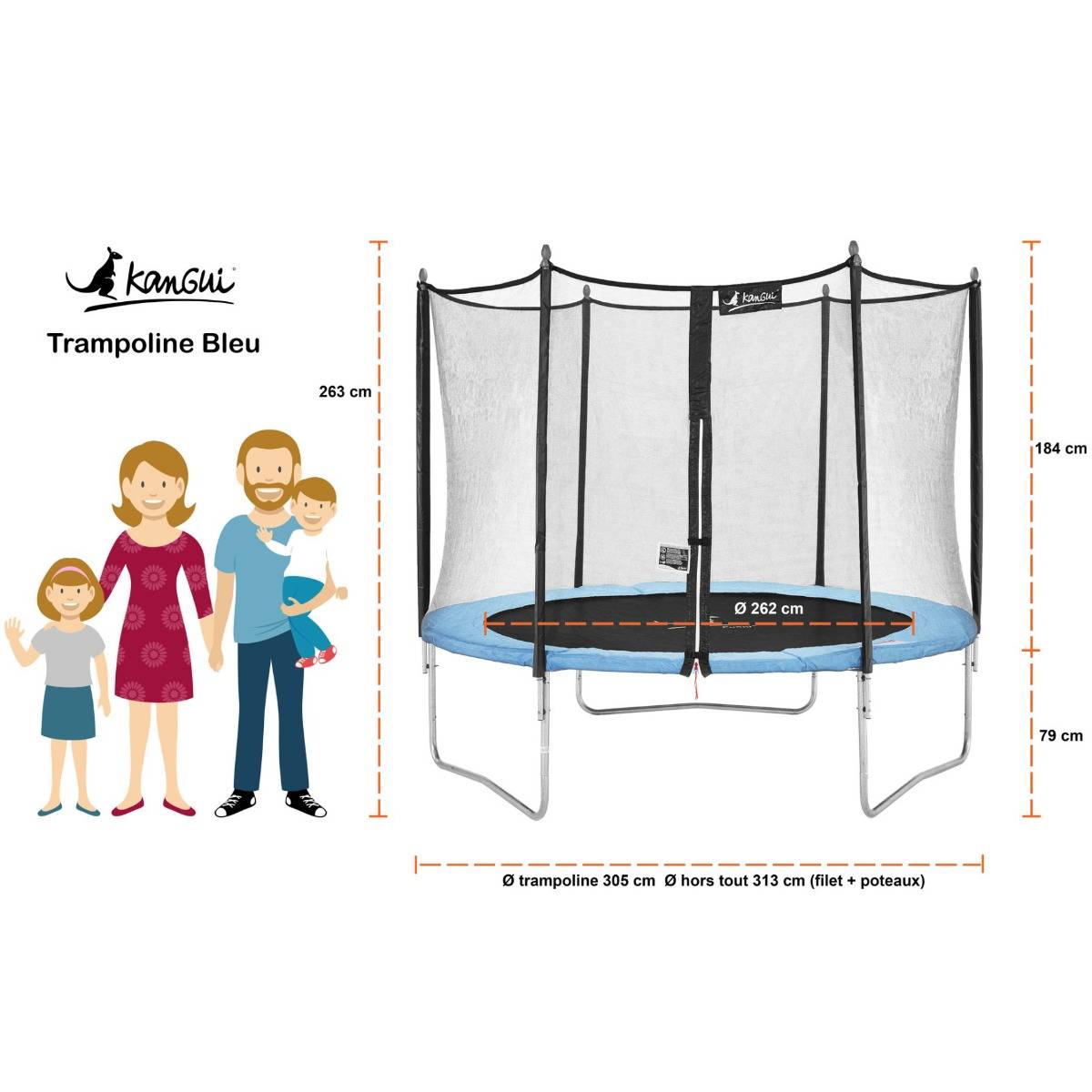Kangui - Trampoline de jardin 305 cm + échelle + bâche de protection + kit d'ancrage Kangui - Image 4