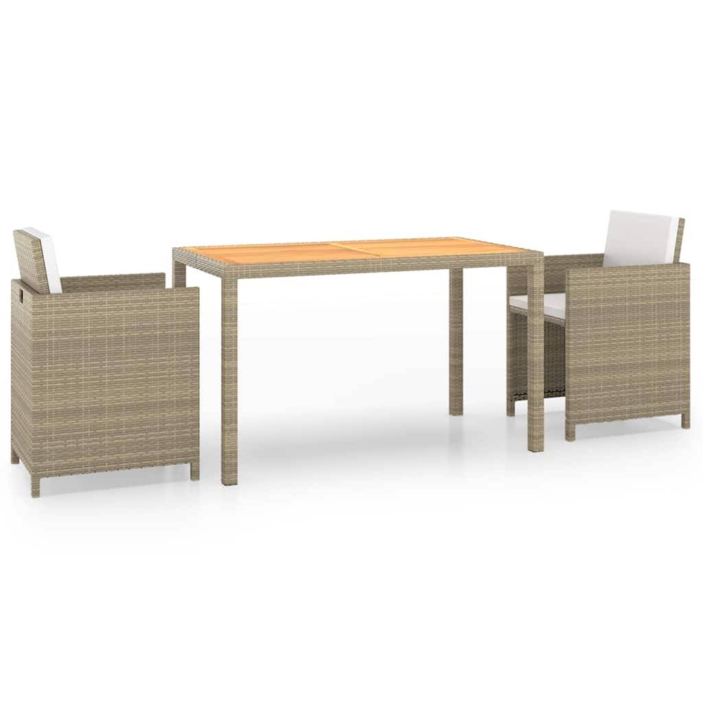 Vidaxl - Ensemble à manger de jardin et coussins 3 pcs-Salons de jardin Poly rotin Beige 355422 - Image 2