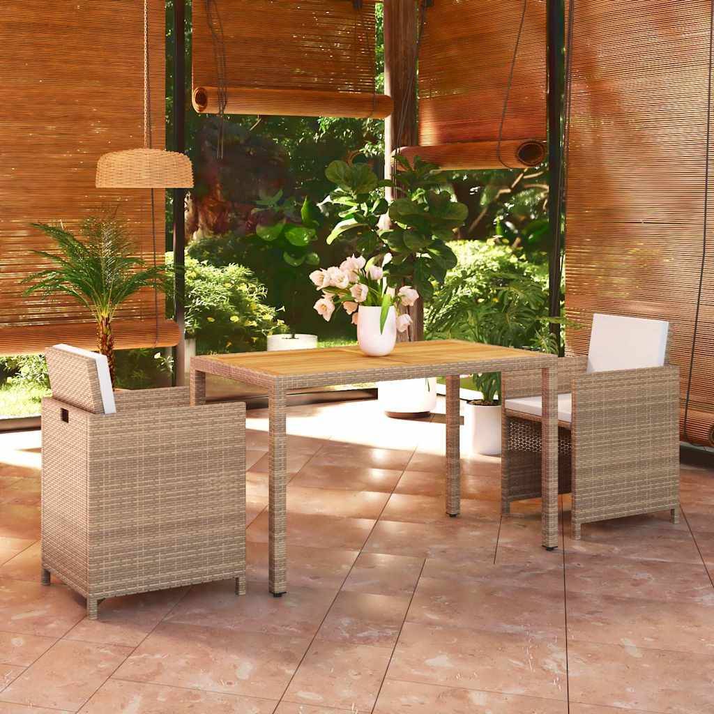 Vidaxl - Ensemble à manger de jardin et coussins 3 pcs-Salons de jardin Poly rotin Beige 355422 - Image 1