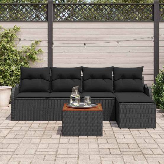 Vidaxl - Ensemble de canapé de jardin avec stockage 6 pcs Noir polyrotin vidaXL 3356112 - Image 1