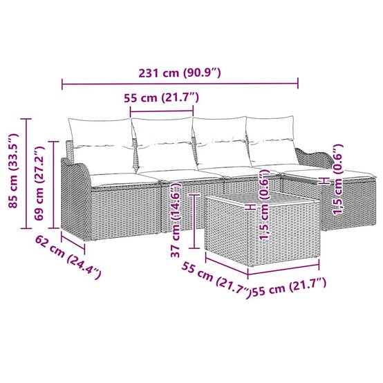 Vidaxl - Ensemble de canapé de jardin avec stockage 6 pcs Noir polyrotin vidaXL 3356112 - Image 3