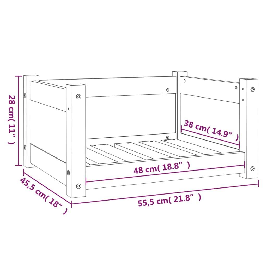 Vidaxl - Panier pour chien Blanc 55,5 x 45,5 x 28 cm Bois de pin massif vidaXL 821443 - Image 3