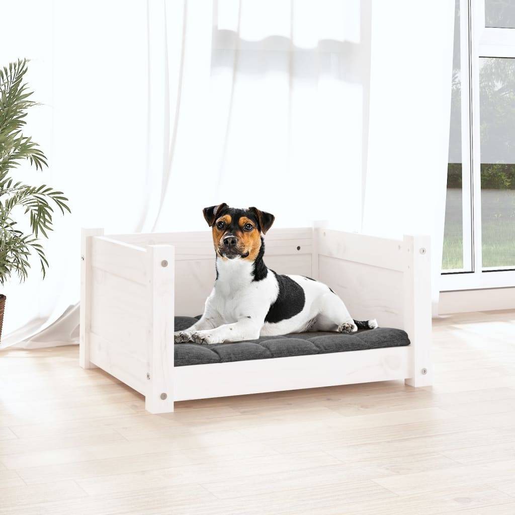Vidaxl - Panier pour chien Blanc 55,5 x 45,5 x 28 cm Bois de pin massif vidaXL 821443 - Image 4