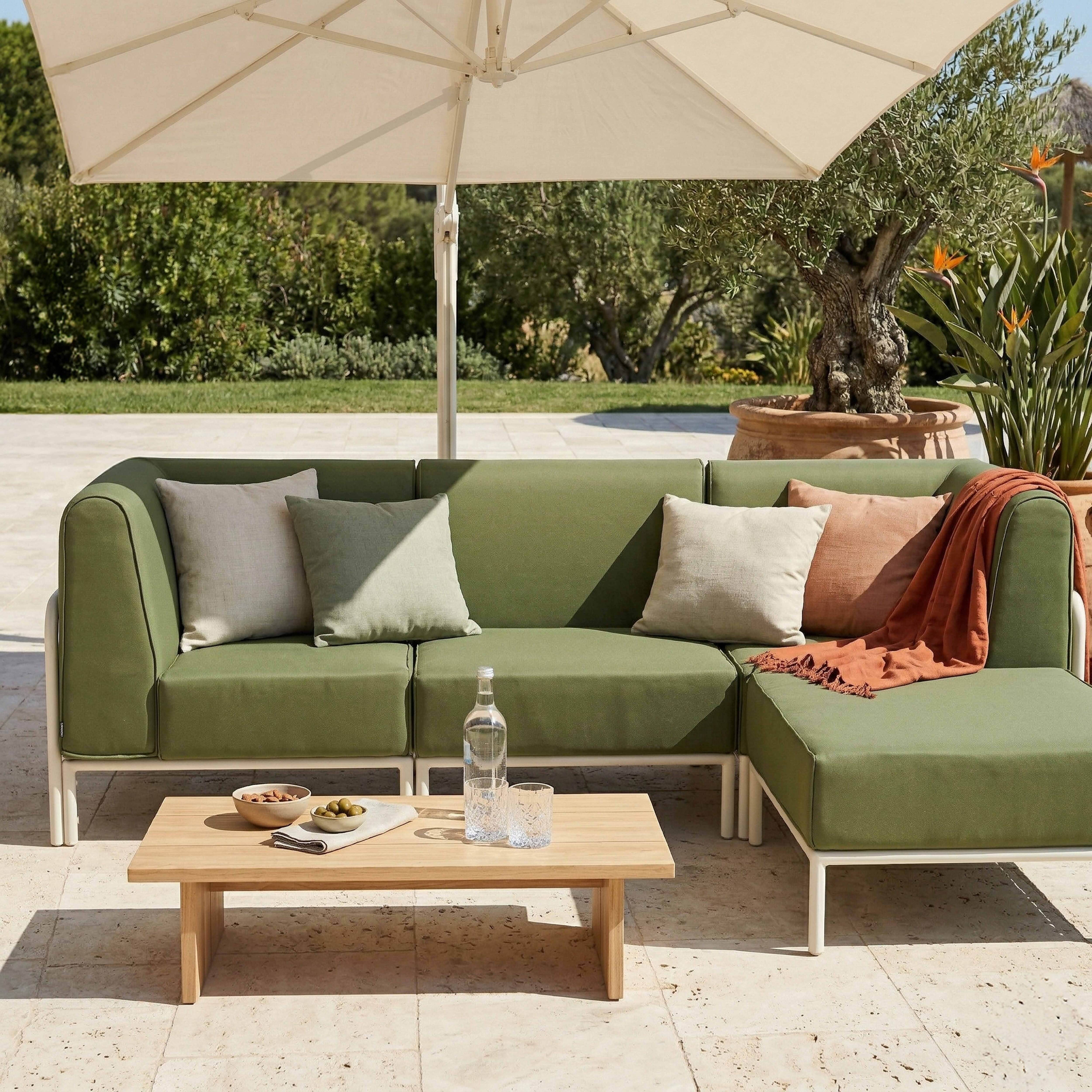 Oviala - Salon de jardin bas modulable uni 4 places vert kaki Patio - Oviala - Image 3