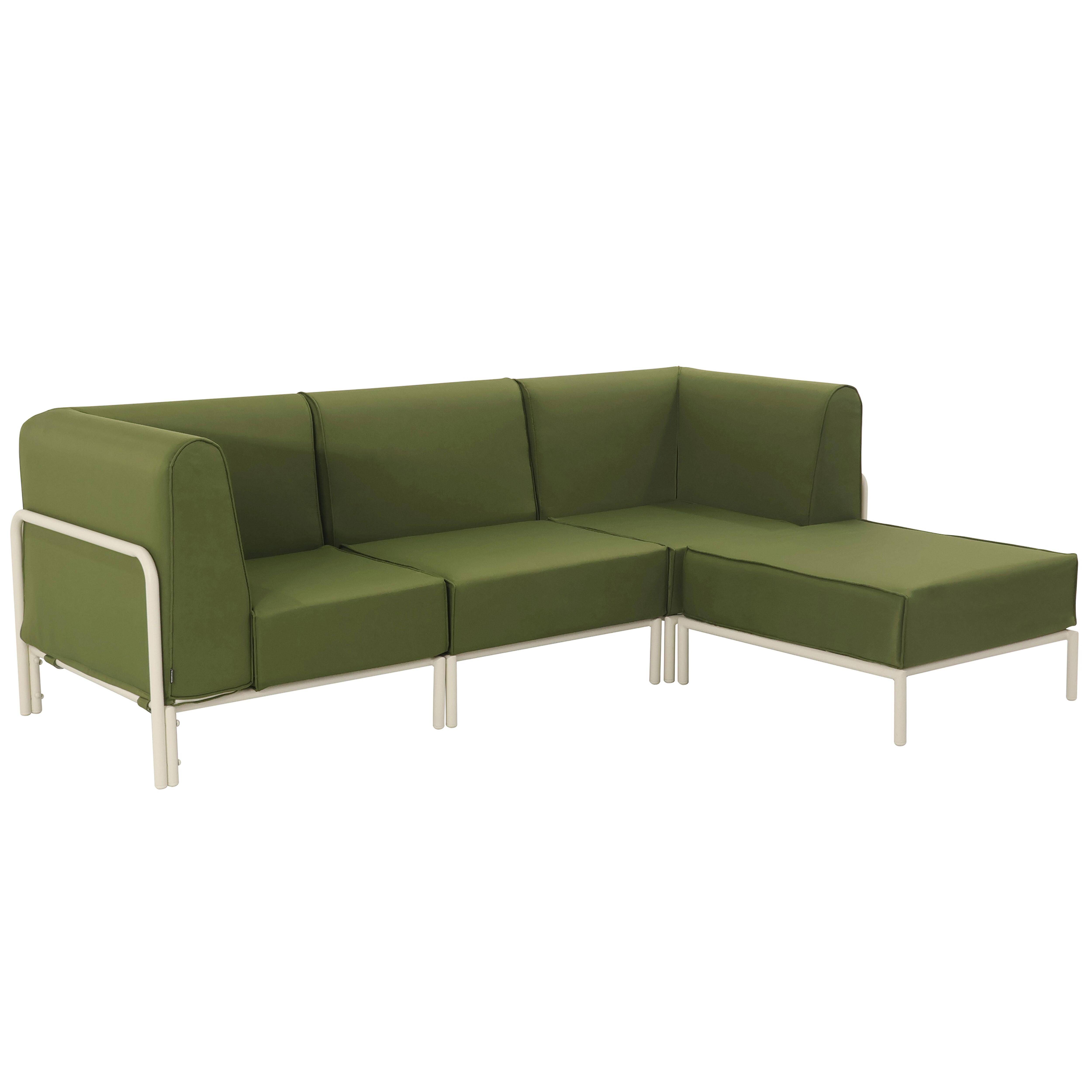 Oviala - Salon de jardin bas modulable uni 4 places vert kaki Patio - Oviala - Image 1
