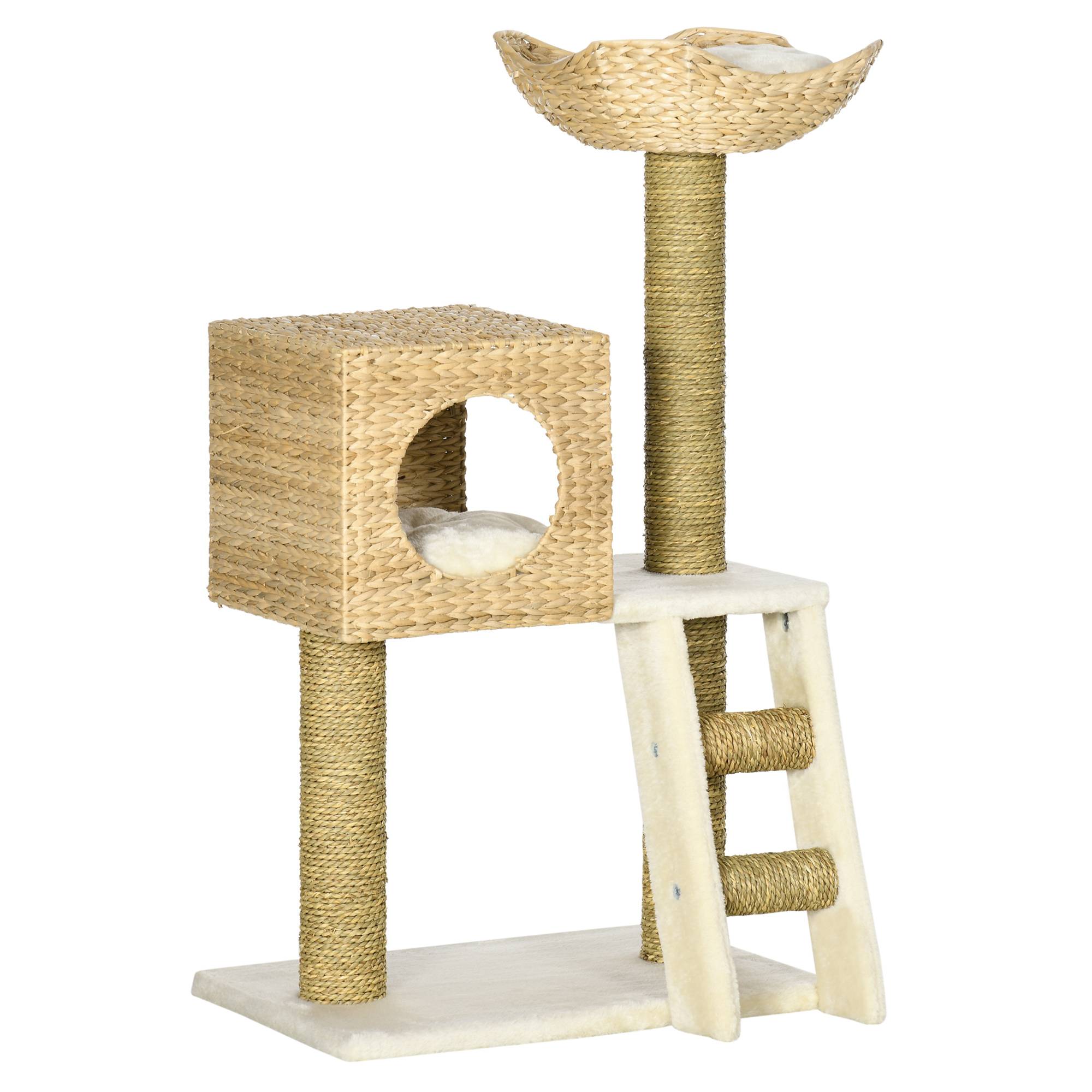 Arbre à Chat Bois Sisal pour Chaton avec Niche et Escalier 100cm Naturel - ComfortXL Pet Living - Image 2