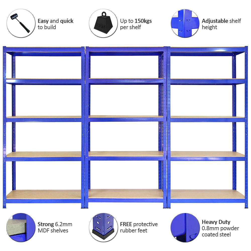 Monstershop - 4 x Monster Racking T-Rax Rayonnage Étagère Robuste, Bleu, 75cm L, 30cm P - Image 5