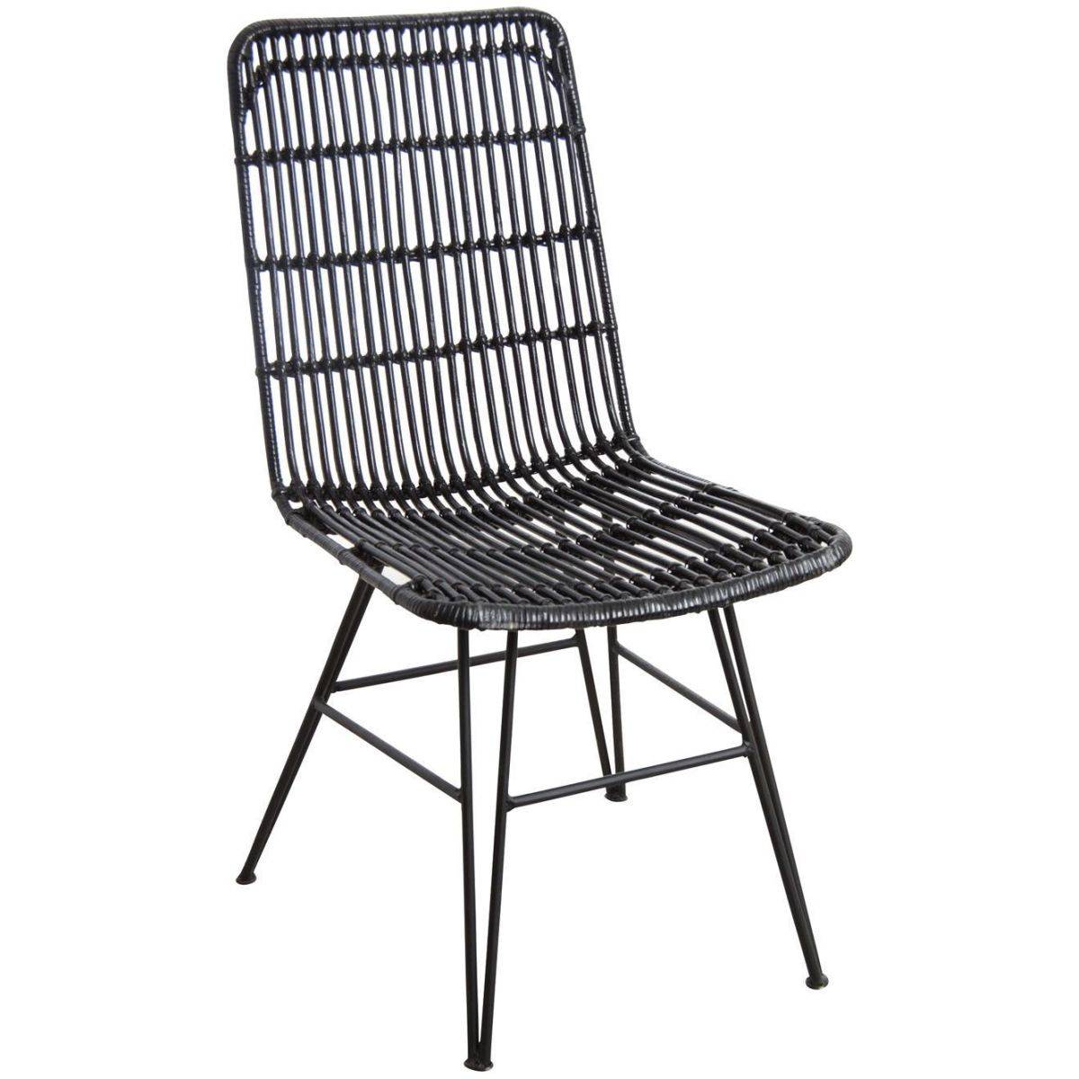 Aubry Gaspard - Chaise en rotin et métal Maïa Noir - Image 1