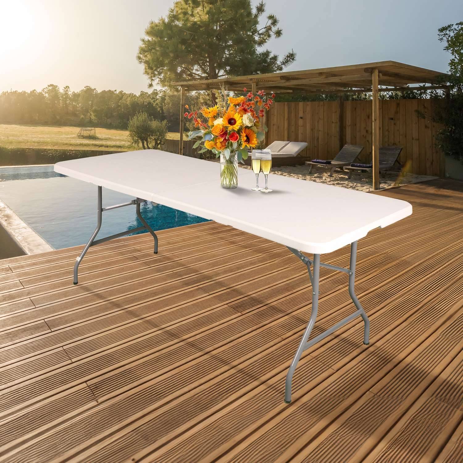 Sans Marque - Table de réception pliante pour 8 personnes - Blanc - Sunnydays - Image 2
