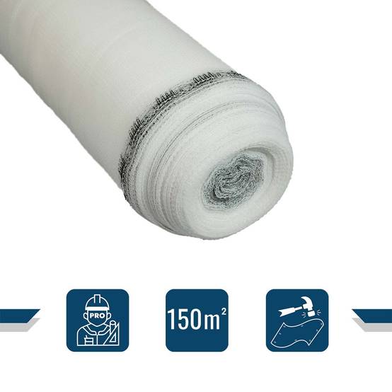 Filet d'échafaudage Blanc 3,07x50 m 50EC - Qualité PRO - Filet de protection d'échafaudage pour chantier - Pare-gravats TECPLAST - Image 2