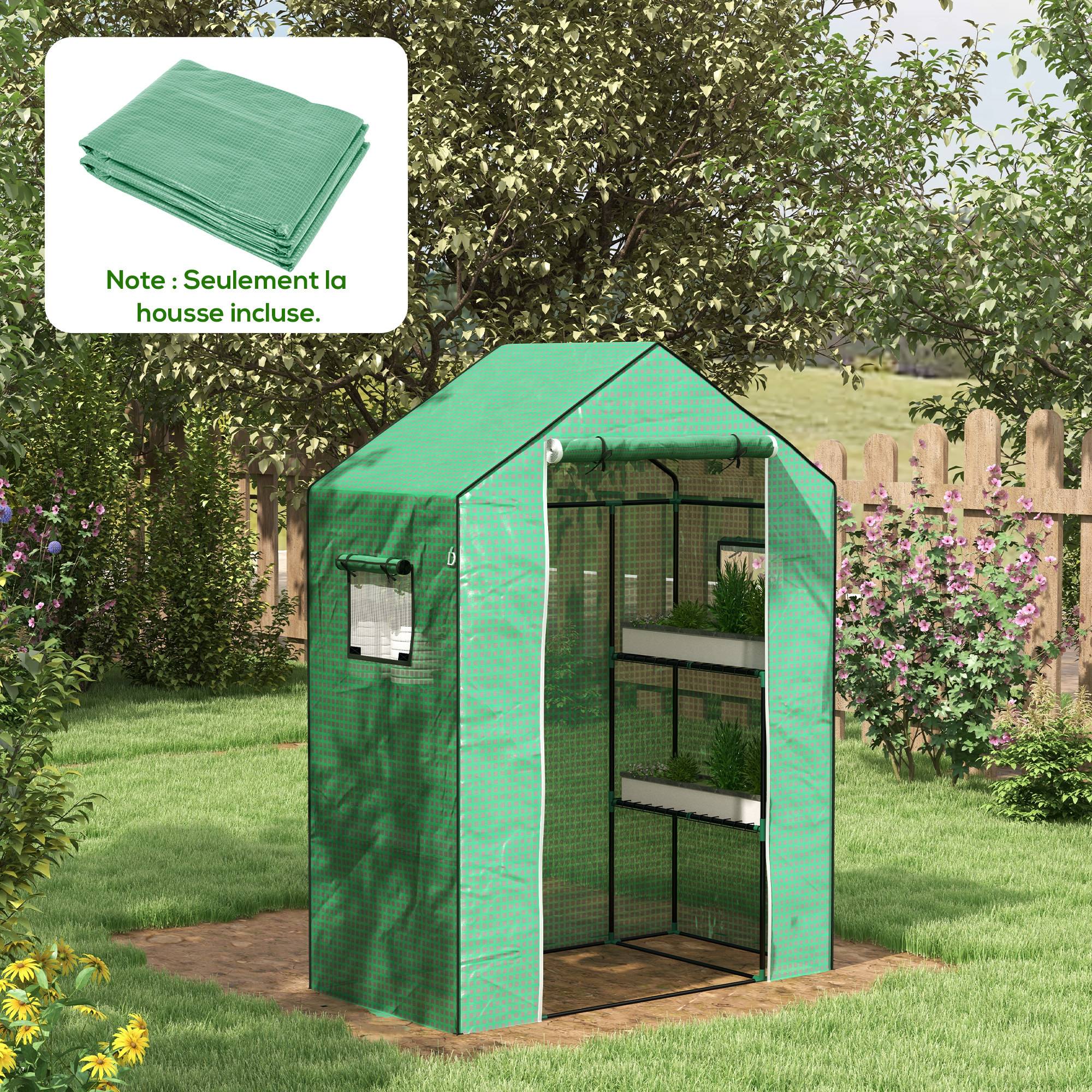 ComfortXL - Housse de serre en PE renforcé 140 x 73 x 190 cm verte avec porte enroulable et fenêtres - ComfortXL Outdoor Living - Image 3