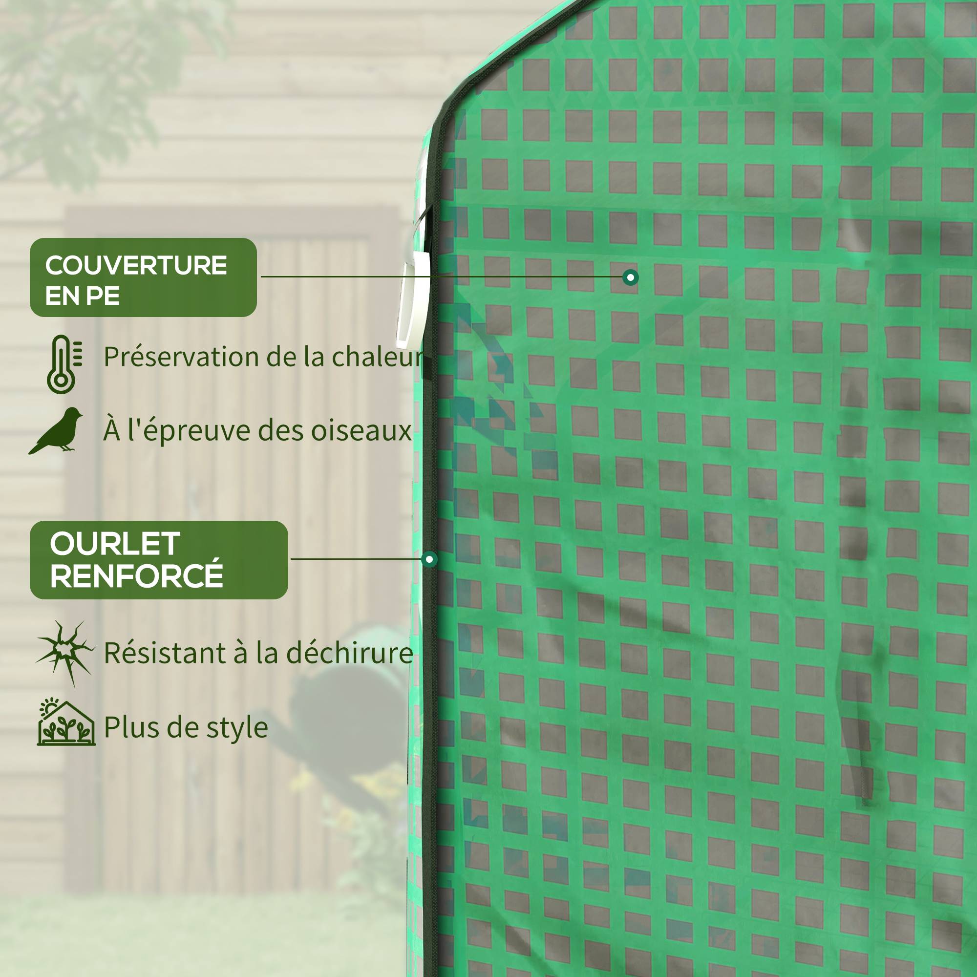 ComfortXL - Housse de serre en PE renforcé 140 x 73 x 190 cm verte avec porte enroulable et fenêtres - ComfortXL Outdoor Living - Image 6