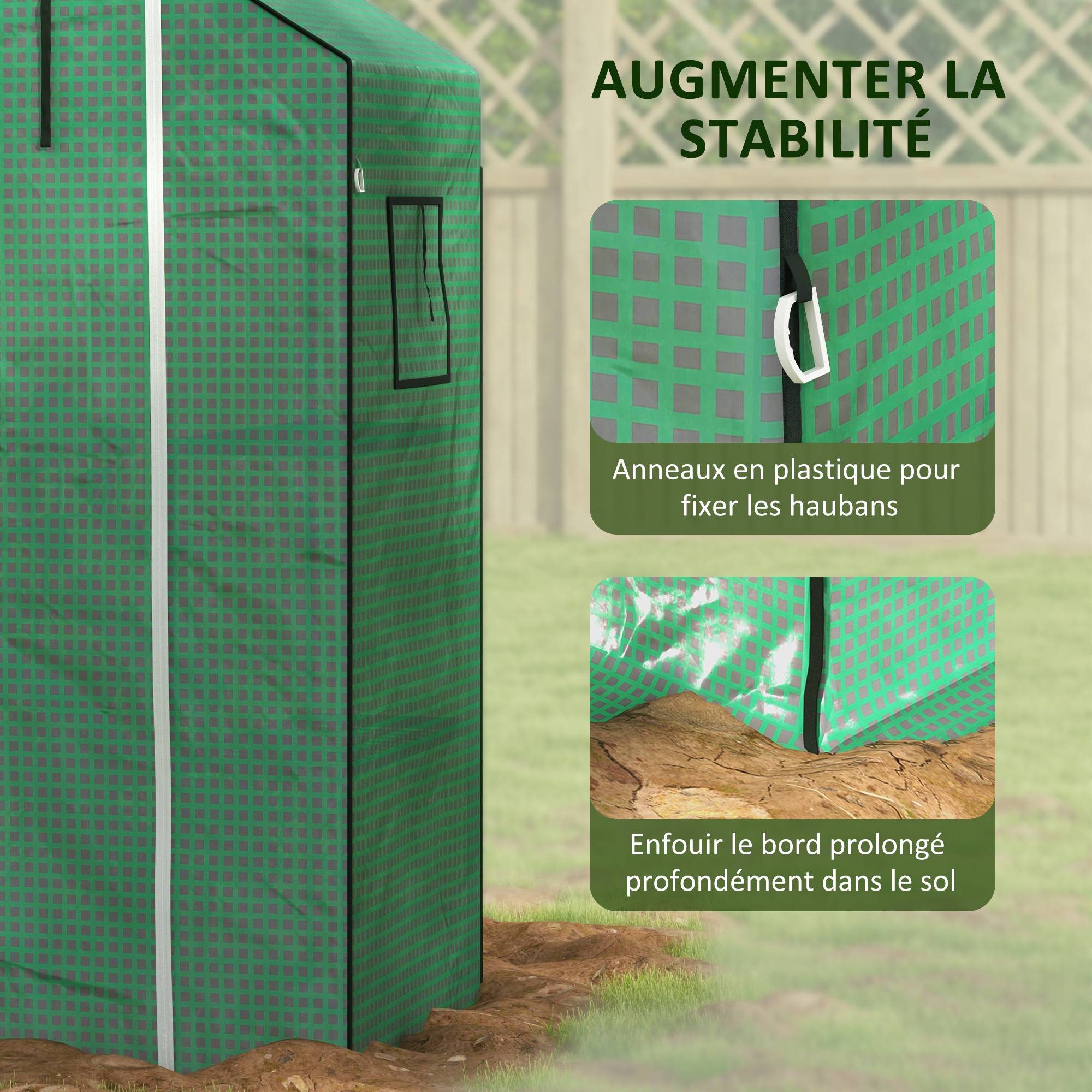 ComfortXL - Housse de serre en PE renforcé 140 x 73 x 190 cm verte avec porte enroulable et fenêtres - ComfortXL Outdoor Living - Image 9