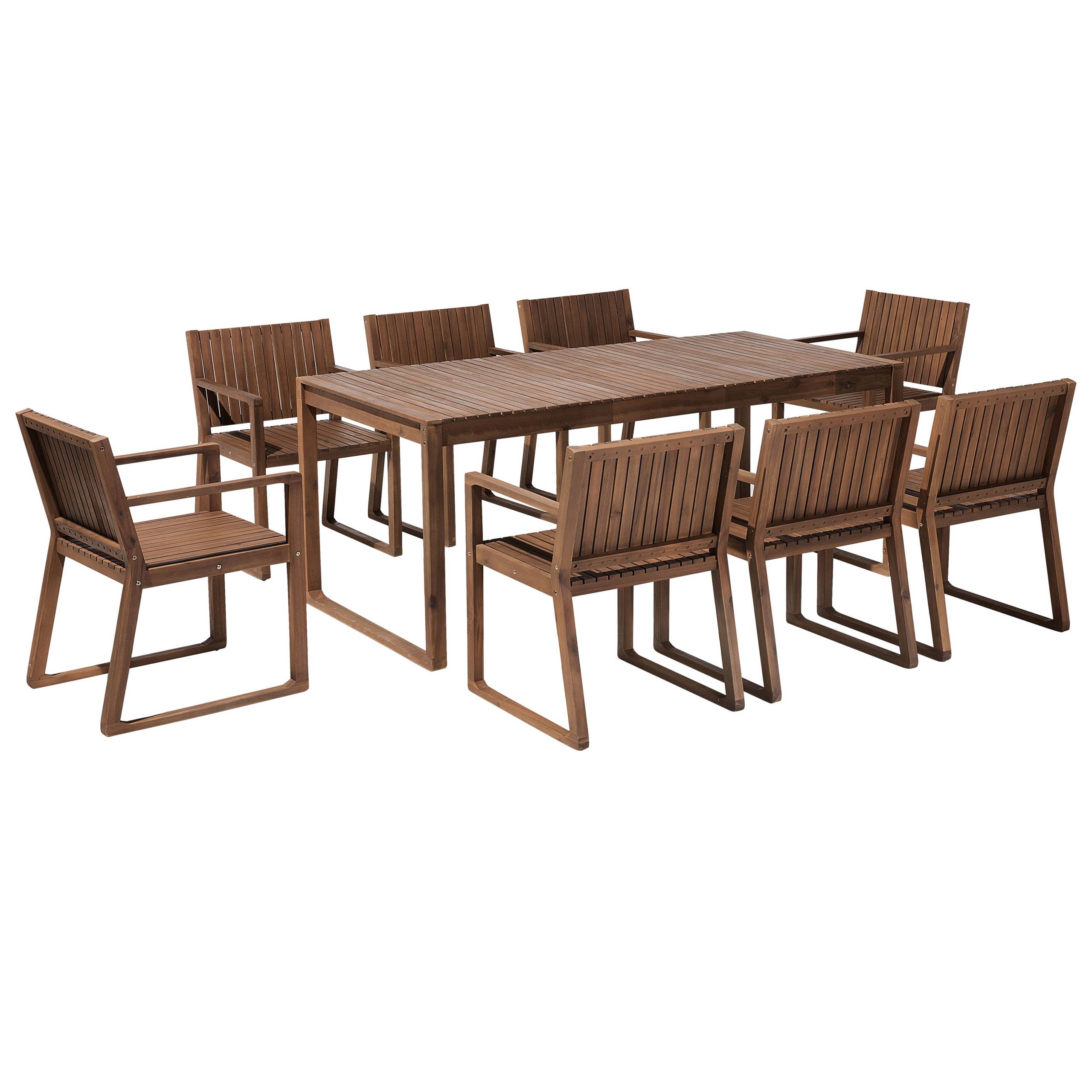 Beliani - Ensemble de Salle à Manger de Jardin en Bois d'Acacia Foncé Table et 8 Sièges Résistant aux Intempéries Design Classique - Image 1