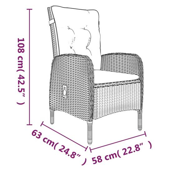 Ensemble à manger de jardin et coussins 3 pcs | Mobilier d'extérieur Gris et noir Maison Chic - Image 7