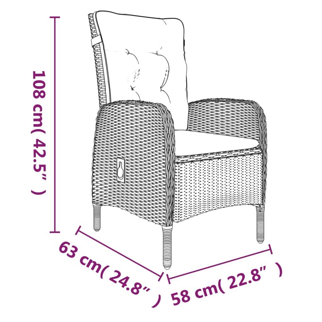 Ensemble à manger de jardin et coussins 3 pcs | Mobilier d'extérieur Gris et noir Maison Chic - Image 7