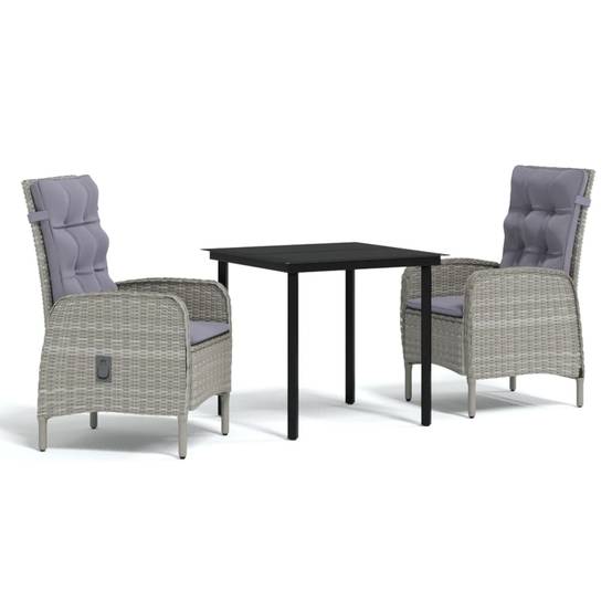Ensemble à manger de jardin et coussins 3 pcs | Mobilier d'extérieur Gris et noir Maison Chic - Image 1