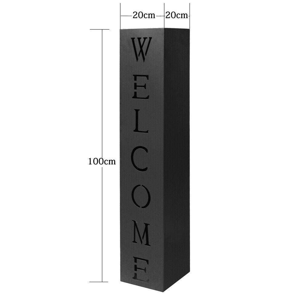 Helloshop26 - Colonne pour plantes design décoration jardin noire motif welcome plantes - Image 3