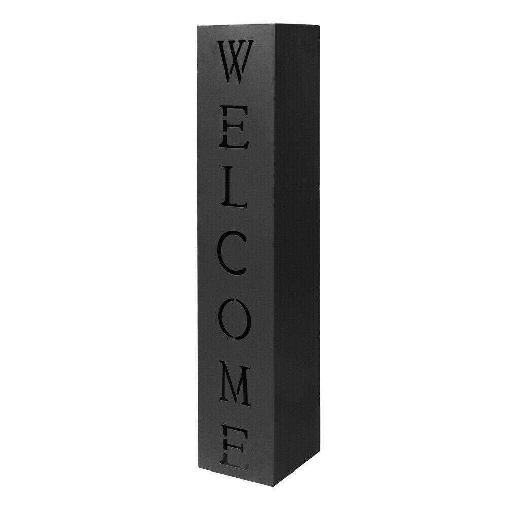 Helloshop26 - Colonne pour plantes design décoration jardin noire motif welcome plantes - Image 1
