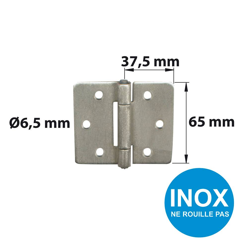 Afbat - Charnière forte inox pour volets battants/pour porte battante, L.75 x l.75 mm - Image 1