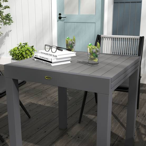 Table de jardin extensible aluminium pour terrasse 6 places 162x80x75cm gris - ComfortXL Outdoor Living - Image 8