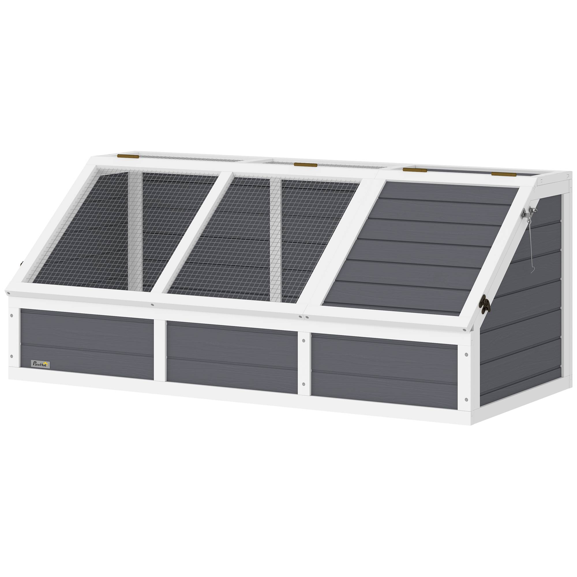 Sans Marque - Maison enclos cage pour petit animal tortue en bois avec couvercle ouvrable, loquets, 2 espaces distincts, gris - Image 2