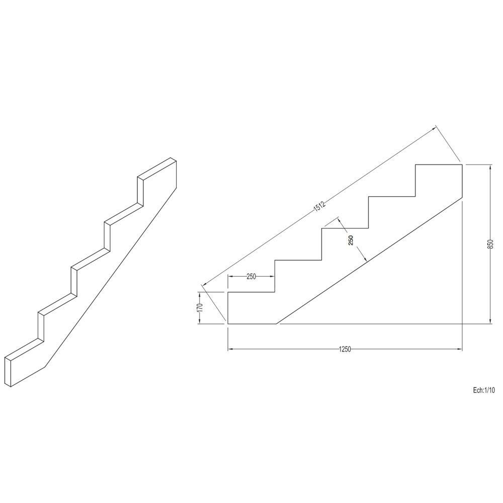 Decklinea - Escalier Bois Exterieur - 5 Marches Pleines - Largeur : 1m20 - Hauteur : 85cm - Avec Contremarches - Pin du Nord - Image 5