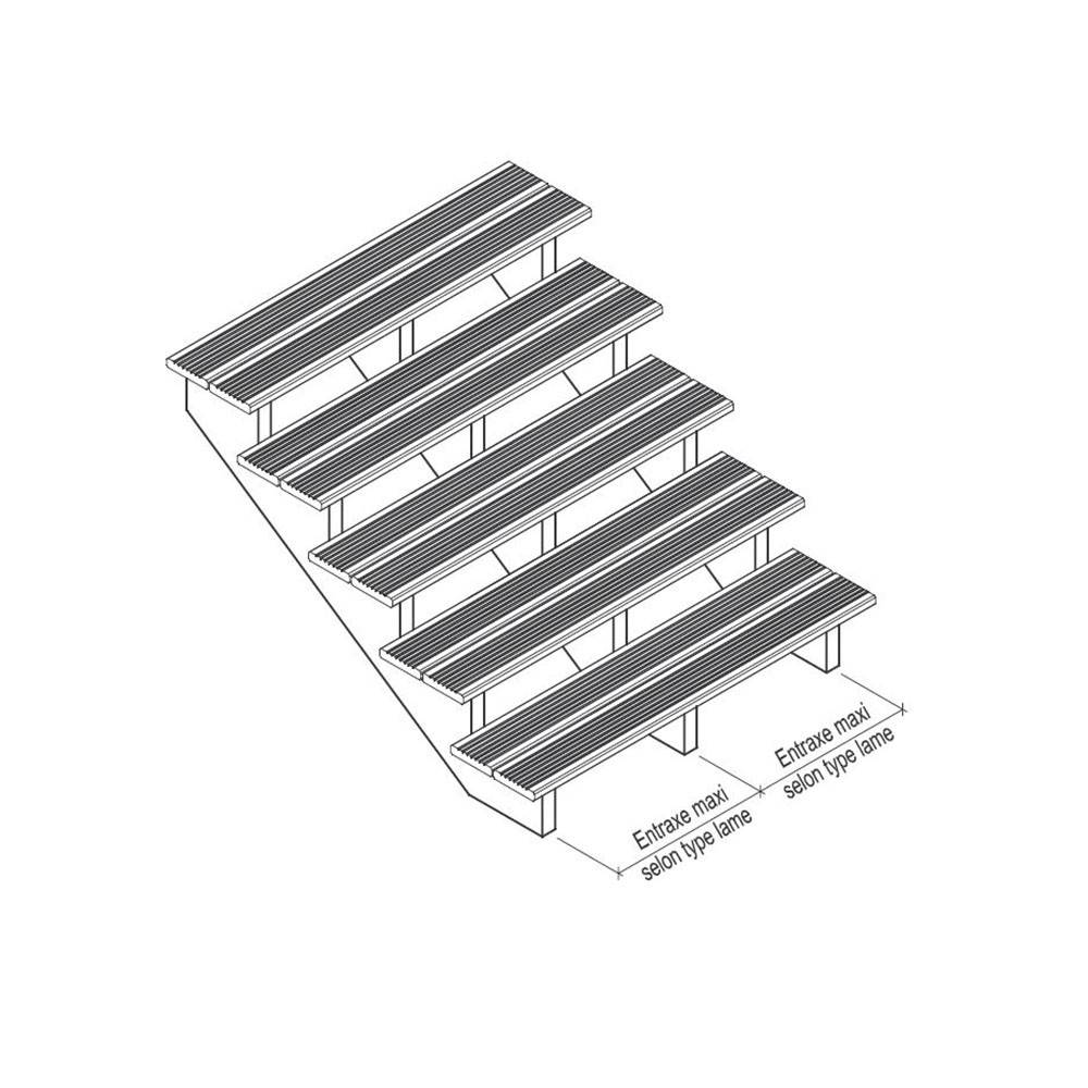 Decklinea - Escalier Bois Exterieur - 5 Marches Pleines - Largeur : 1m20 - Hauteur : 85cm - Avec Contremarches - Pin du Nord - Image 6