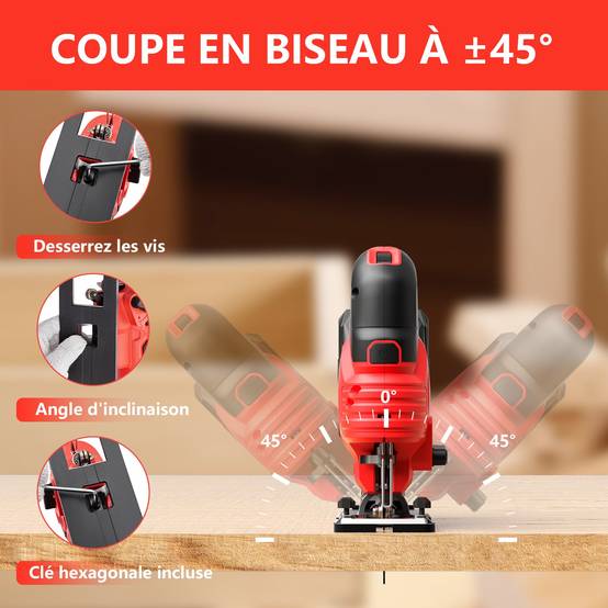 Teeno - Scie Sauteuse Sans Fil pour Batterie Makita 20 V, 800-3000 SPM Scie Sauteuse Laser avec 5 lames, Inclinaison ± 45°, 6 vitesses, LED, coupe du - Image 4