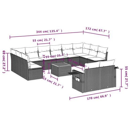 ComfortXL - Salon de Jardin Bas Modulable 12 Places en Poly Rotin avec Table Basse Acacia pour Extérieur Gris – ComfortXL Outdoor Living - Image 9