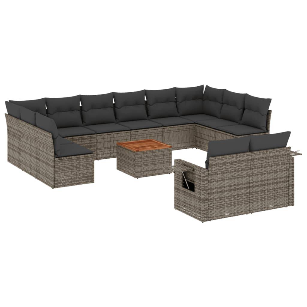 ComfortXL - Salon de Jardin Bas Modulable 12 Places en Poly Rotin avec Table Basse Acacia pour Extérieur Gris – ComfortXL Outdoor Living - Image 2