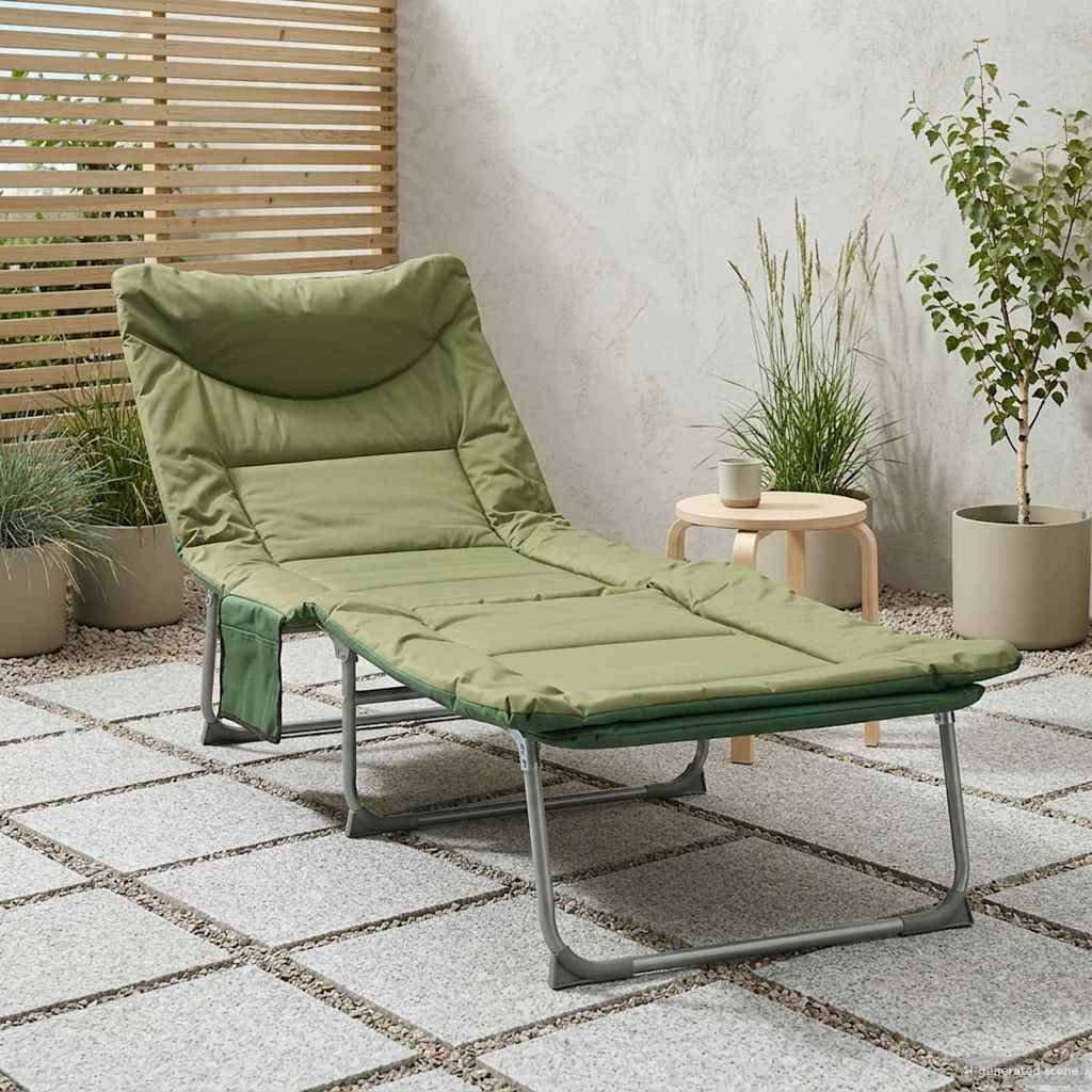 Vidaxl - Transat pliant avec coussin Vert foncé vidaXL 42032382 - Image 2