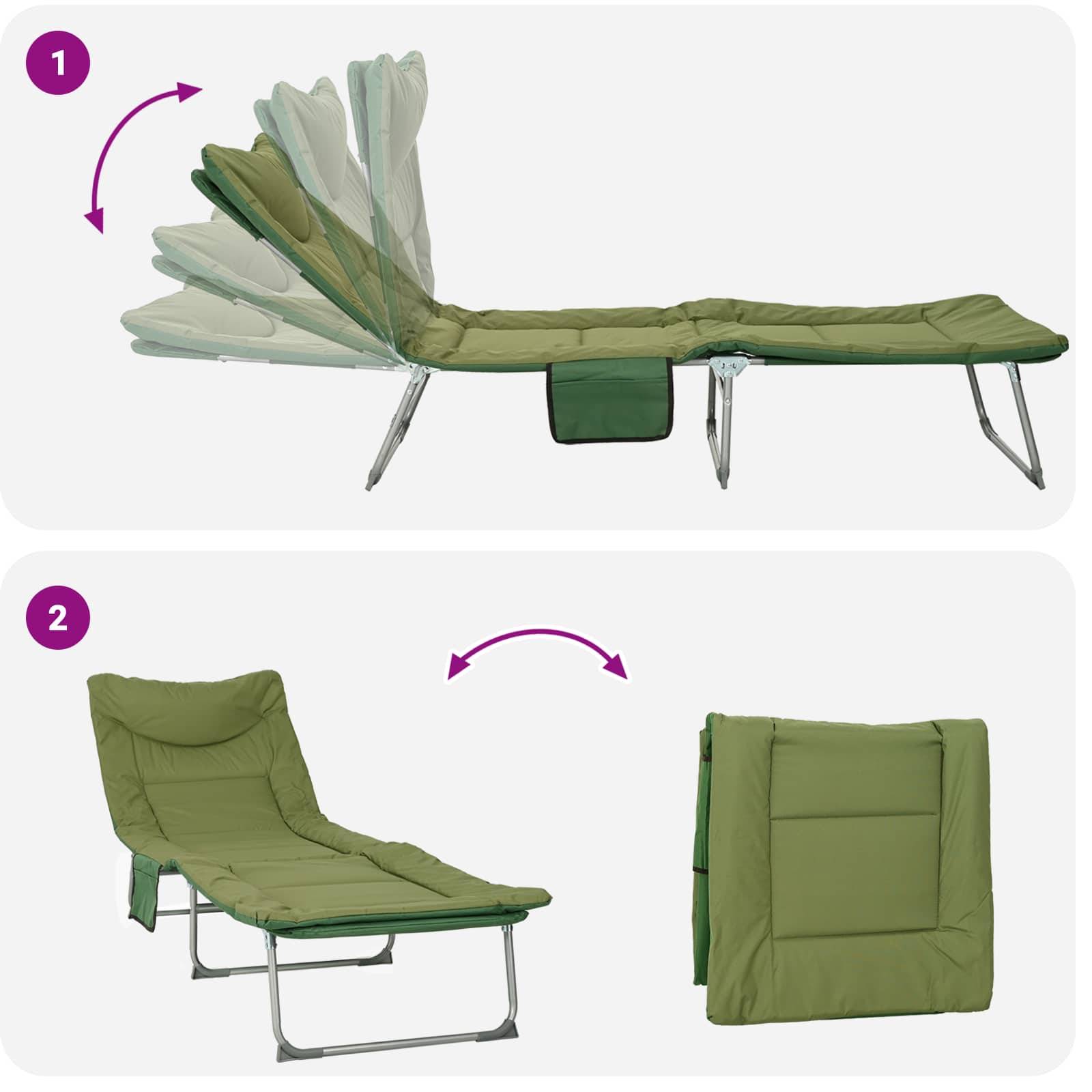Vidaxl - Transat pliant avec coussin Vert foncé vidaXL 42032382 - Image 8