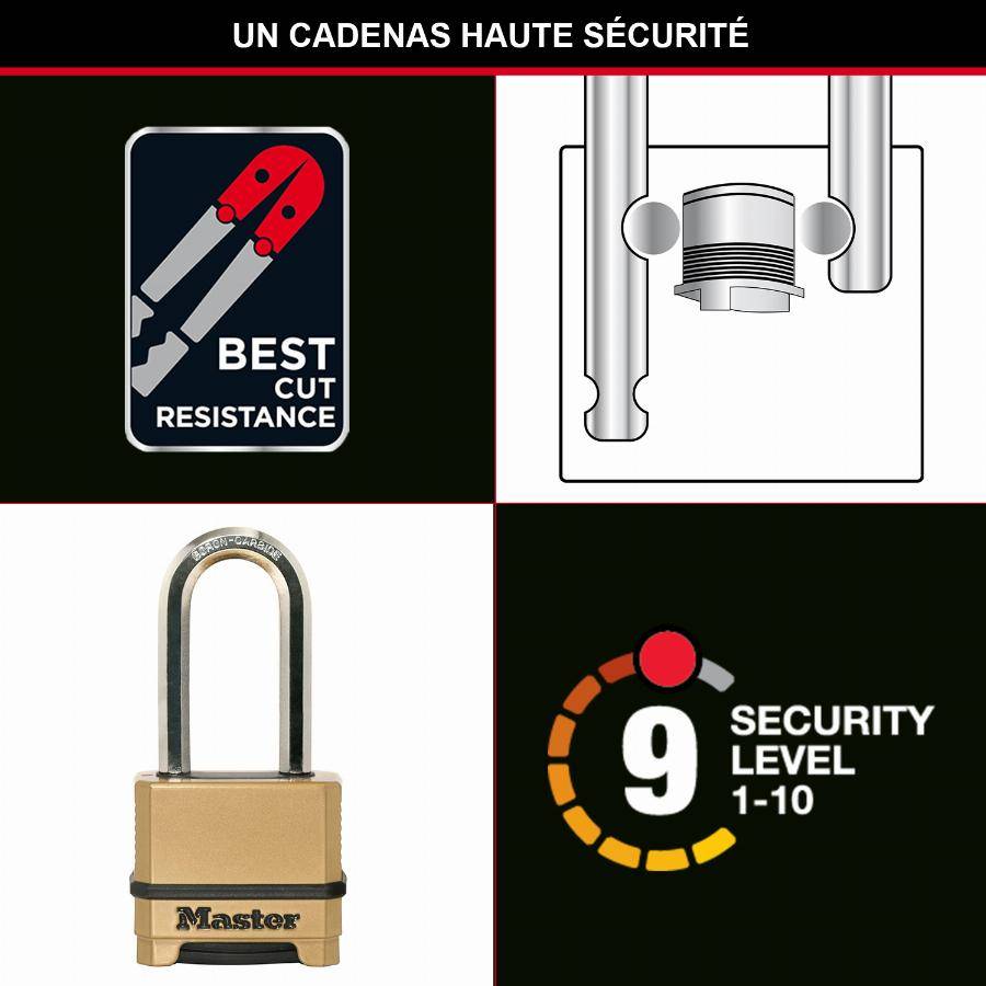 Masterlock - Cadenas Excell® en zinc MASTERLOCK 56 mm - Combinaison programmable - M175EURDLH - Image 1