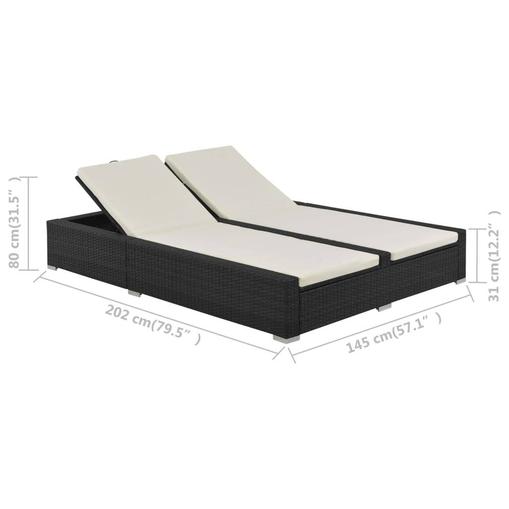 Prolenta Premium - Chaise longue pliante/transat  Marduk Noir  202 X 145 X 80 cm  - P87209N - Image 5