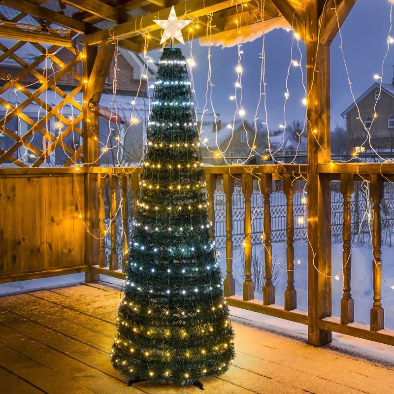 Lotti - Sapin lumineux conique animé H180cm 304 PixelLED blanc chaud et froid haute luminosité avec télécommande Lotti - Image 1