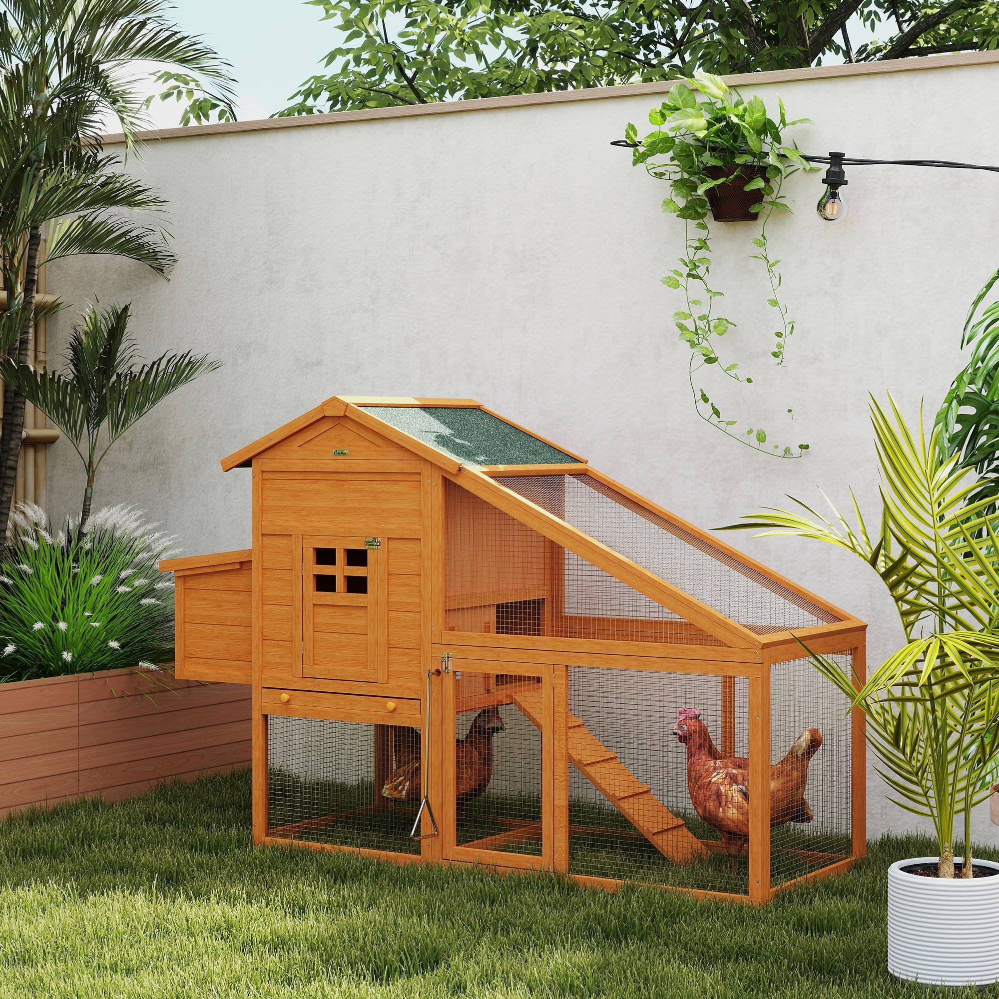 ComfortXL - Petit Poulailler en Bois Sapin pour 1-2 Poules avec Enclos et Nichoir 179x67x115cm - ComfortXL Outdoor Living - Image 3