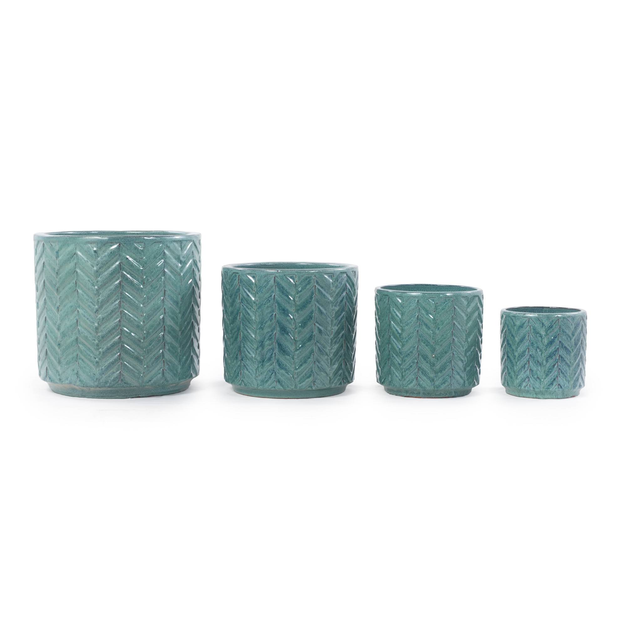 ComfortXL - Pot de fleurs en céramique Ø24,5 cm bleu aqua pour plantes d’intérieur avec drainage - ComfortXL Outdoor Living - Image 8