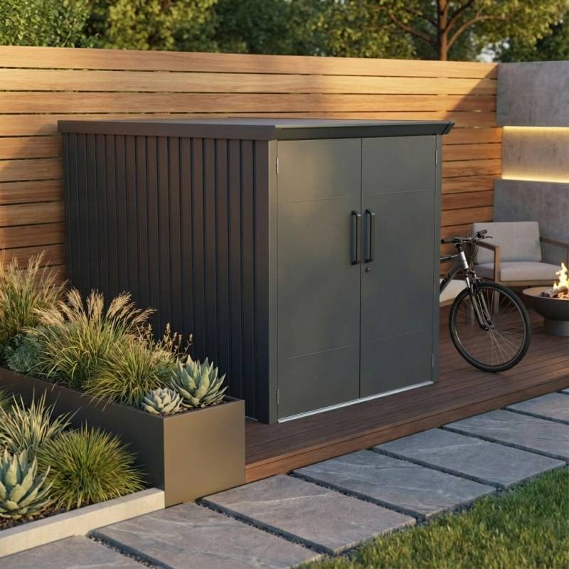 Abri à vélos 2,95m² acier galvanisé serrure à code 3 vélos X-Metal Kosto anthracite - Image 1