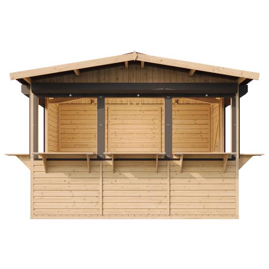 Timbela - Maison de jardin en bois 263 x 336 cm / 6 m² - Étal de marché en bois avec comptoir - Bar jardin - 17 mm d’épaisseur - Timbela M150BZ - Image 2