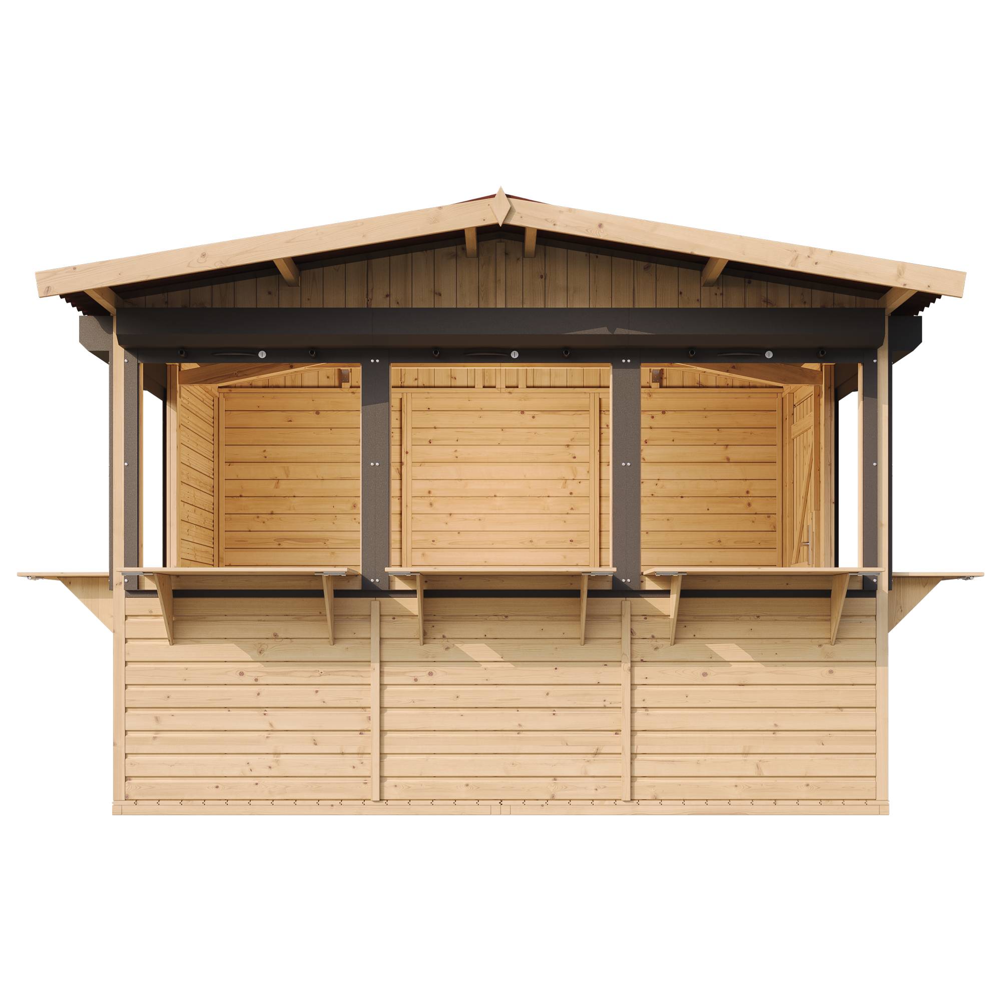 Timbela - Maison de jardin en bois 263 x 336 cm / 6 m² - Étal de marché en bois avec comptoir - Bar jardin - 17 mm d’épaisseur - Timbela M150BZ - Image 2