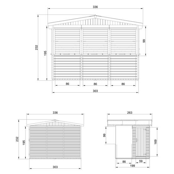 Timbela - Maison de jardin en bois 263 x 336 cm / 6 m² - Étal de marché en bois avec comptoir - Bar jardin - 17 mm d’épaisseur - Timbela M150BZ - Image 5