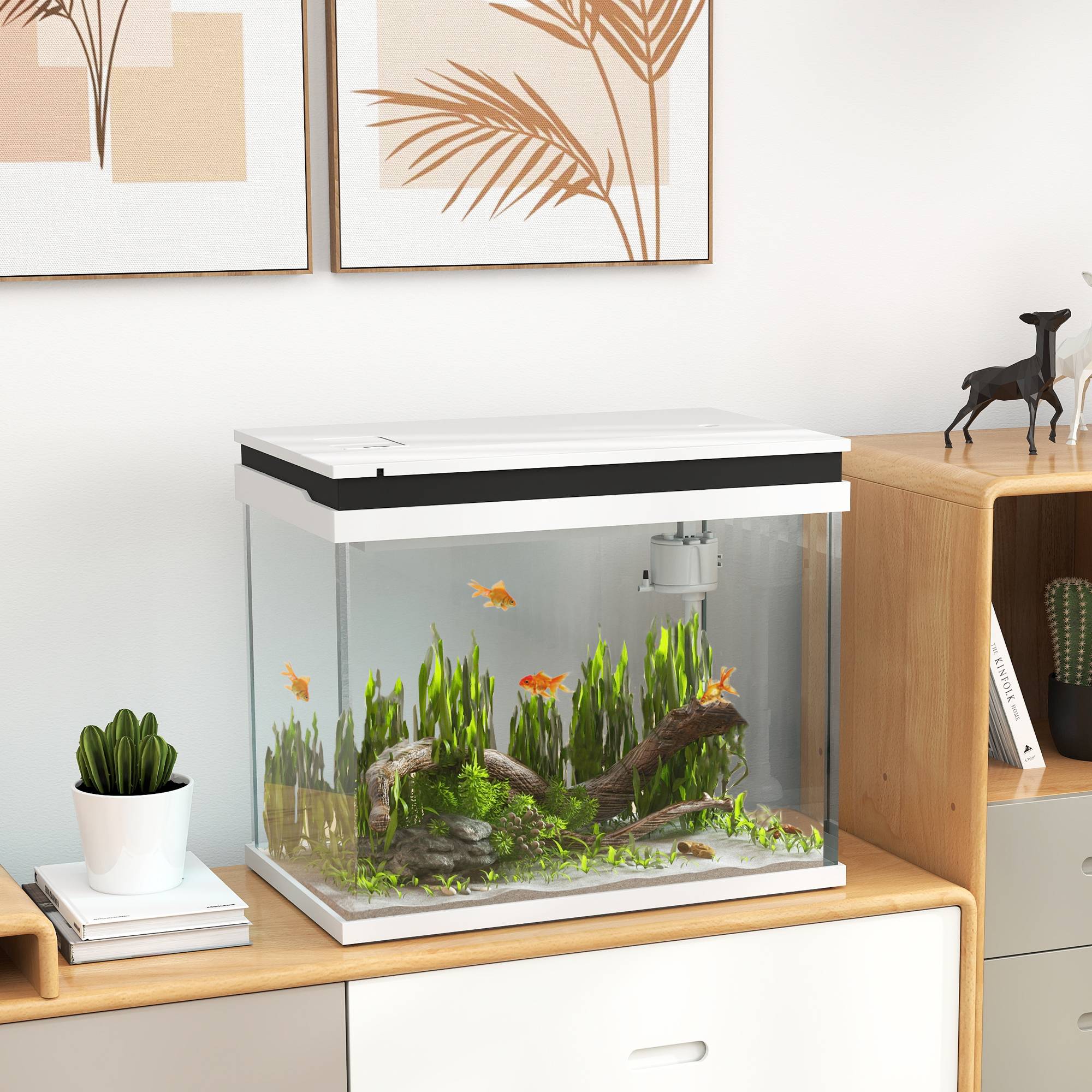 Sans Marque - Aquarium 43L en Verre Trempé avec Tapis de Protection Pour Poissons, Crevettes, Tortues, 50 x 30 x 30 cm, Transparent - Image 4