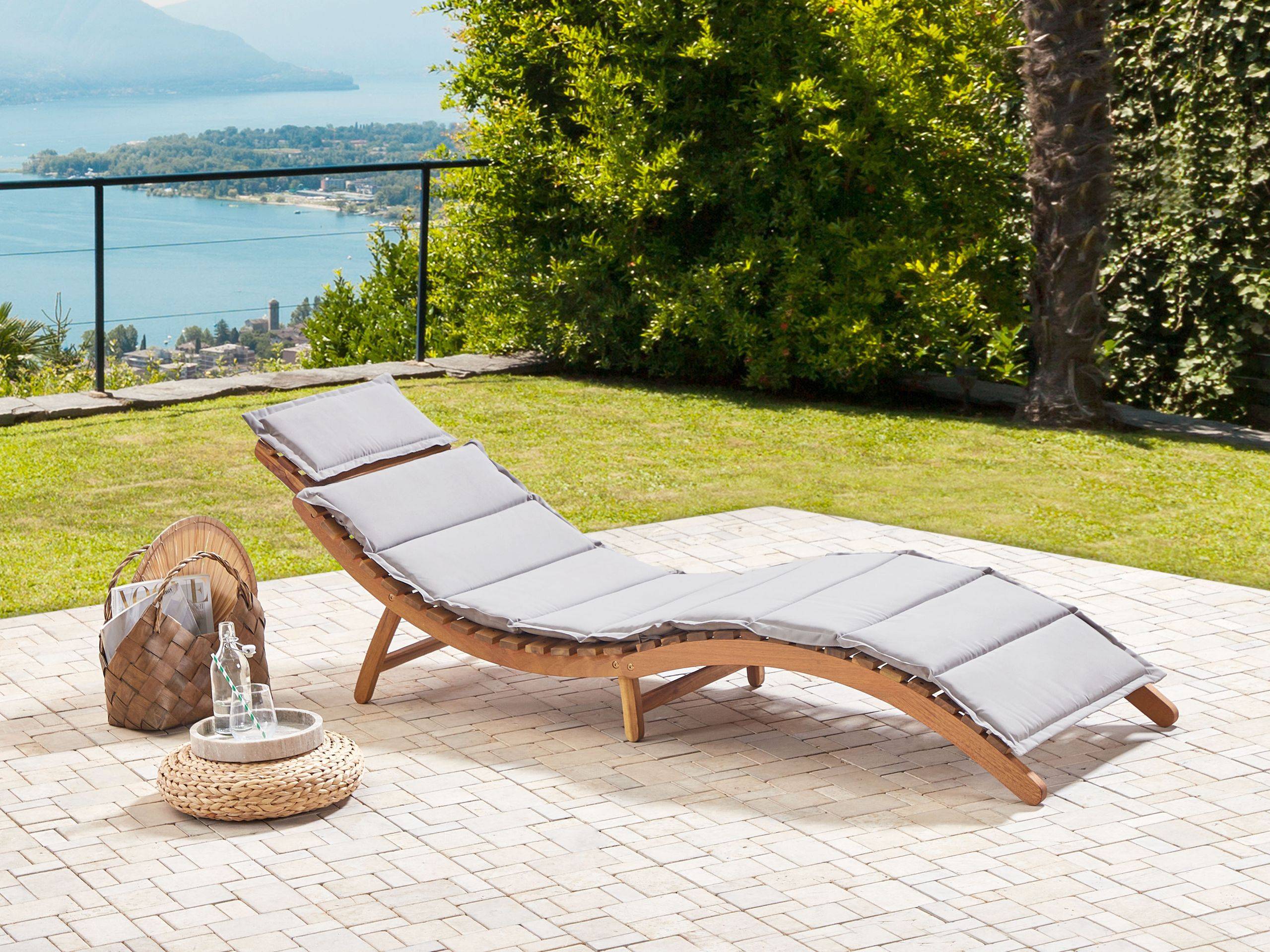 Beliani - Chaise longue Acacia Gris LUINO - Beliani - Image 1