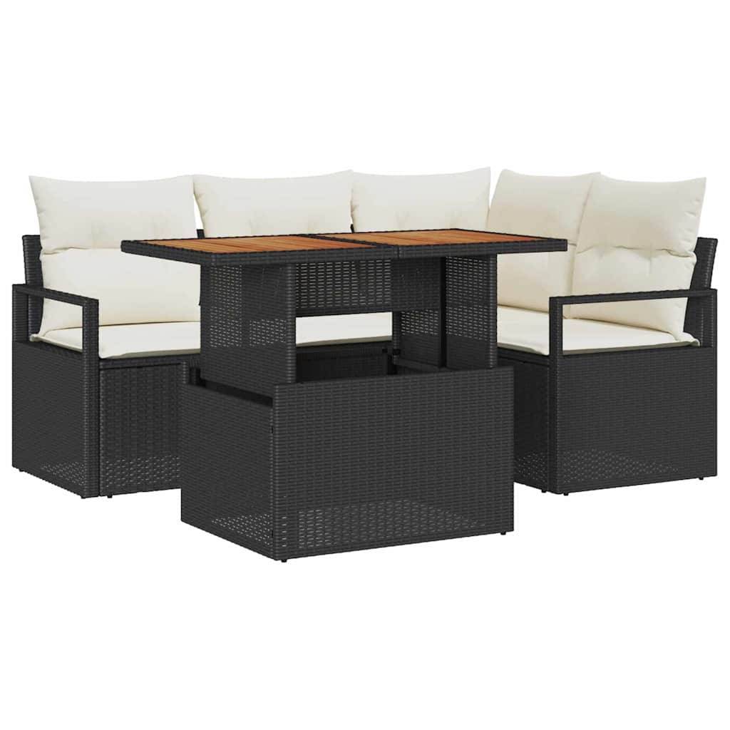 ComfortXL - Petit Salon de Jardin 5 Pièces Résine Tressée et Acacia pour Balcon avec Rangement Noir – ComfortXL Outdoor Living - Image 2