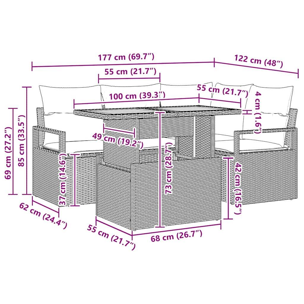 ComfortXL - Petit Salon de Jardin 5 Pièces Résine Tressée et Acacia pour Balcon avec Rangement Noir – ComfortXL Outdoor Living - Image 6