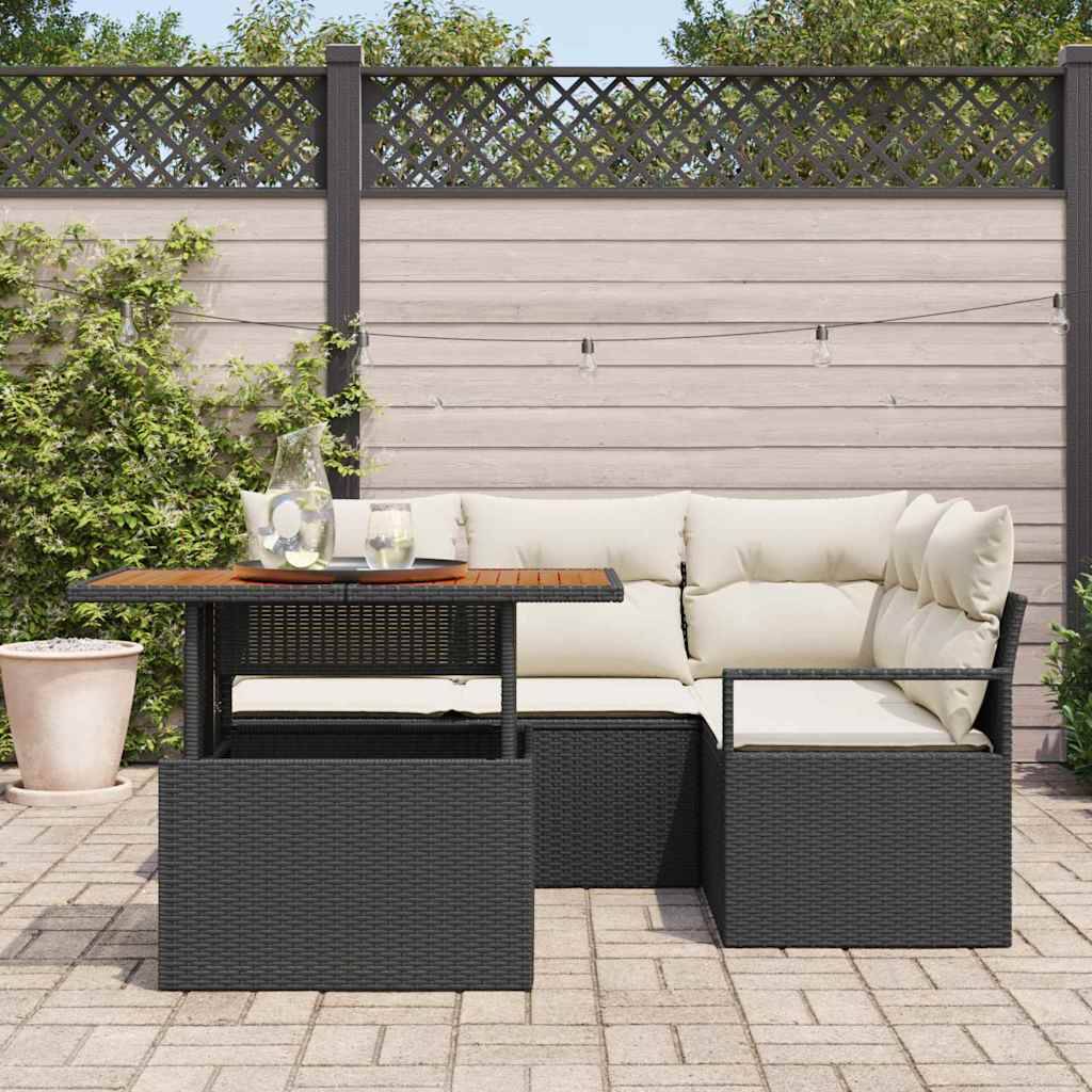 ComfortXL - Petit Salon de Jardin 5 Pièces Résine Tressée et Acacia pour Balcon avec Rangement Noir – ComfortXL Outdoor Living - Image 3