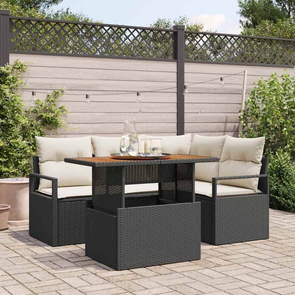 ComfortXL - Petit Salon de Jardin 5 Pièces Résine Tressée et Acacia pour Balcon avec Rangement Noir – ComfortXL Outdoor Living - Image 1